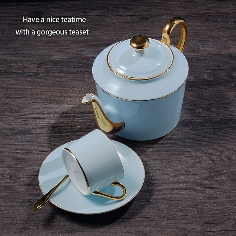 Afralia™ Bone China Coffee Set Tea Luxury Porcelain Set with Teapot and Cups