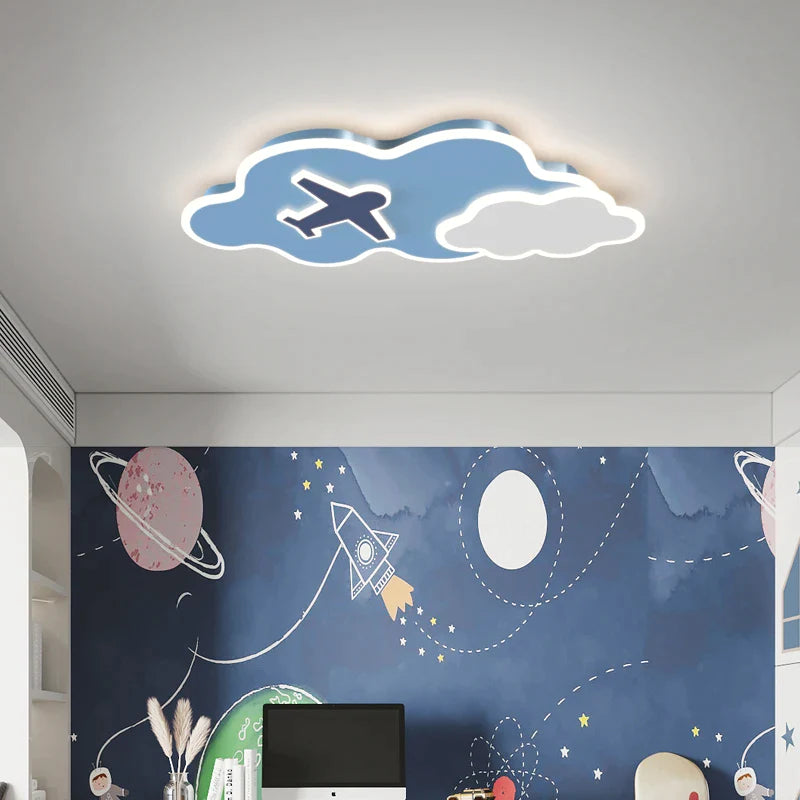 Afralia™ Kids Space Theme Ceiling Lamp - Astronaut & Airplane Design for Bedroom