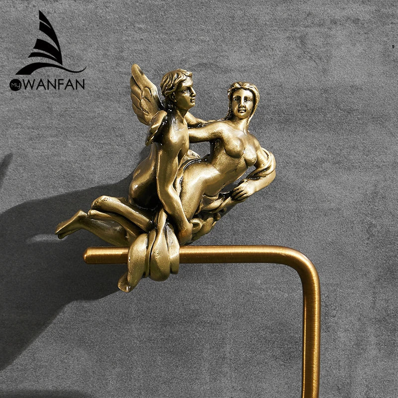 Afralia™ Bronze Towel Rack: Wall Mounted Brush Towel Ring for Romantic Series Shower Room