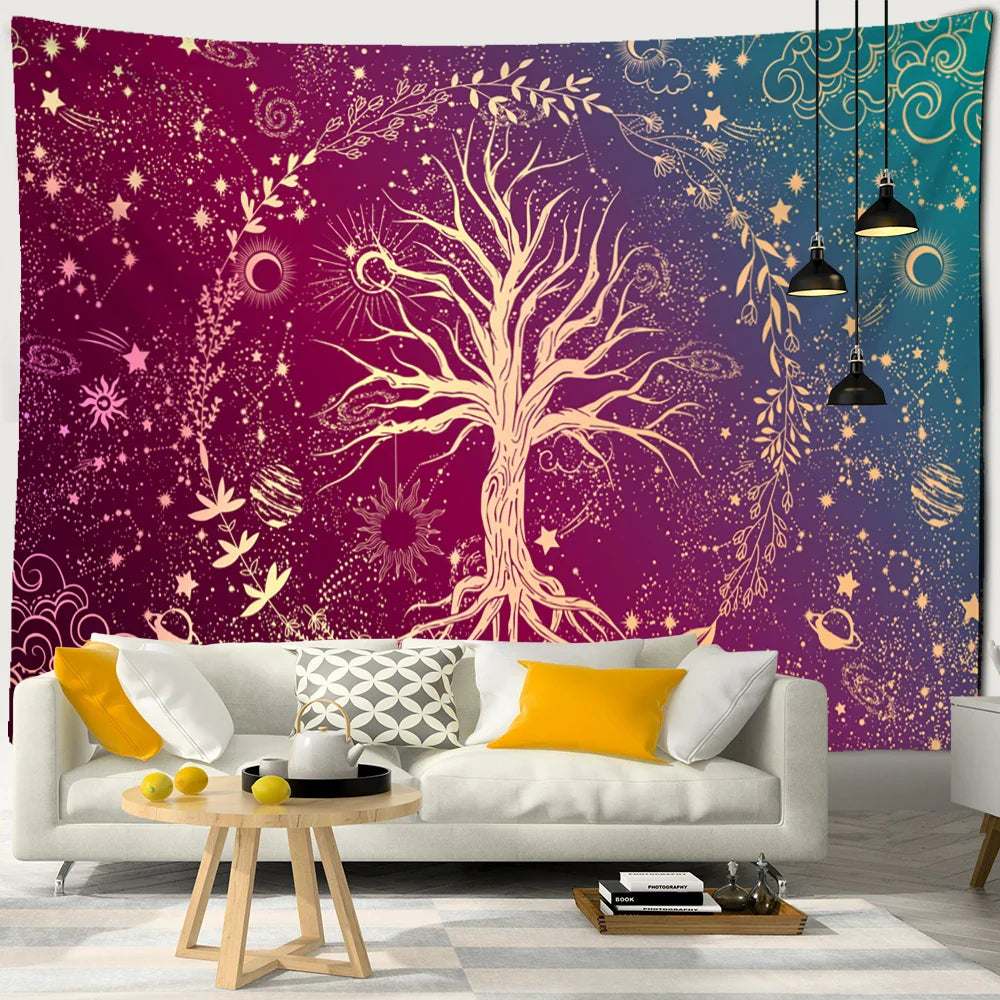 Tree Of Life Tapestry Wall Hanging Nature Landscape Aesthetic Room Decor by Afralia™