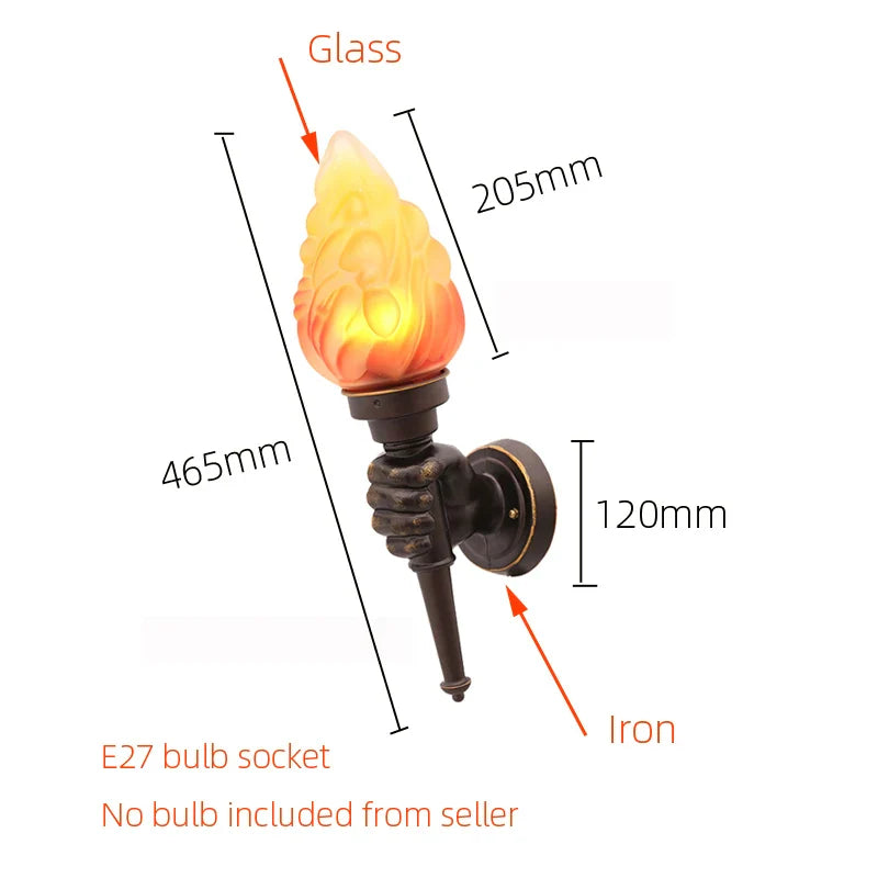 Afralia™ Creative Torch Hand Wall Lamp Outdoor Light for Garden Porch Living Room