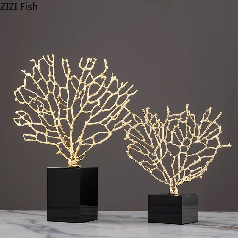 Afralia™ Alloy Coral Crafts on Crystal Base for Stylish Desktop Decor