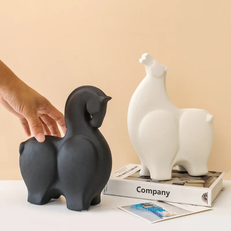 Afralia™ Ceramic Horse Statue | Home Office Decor and Gift