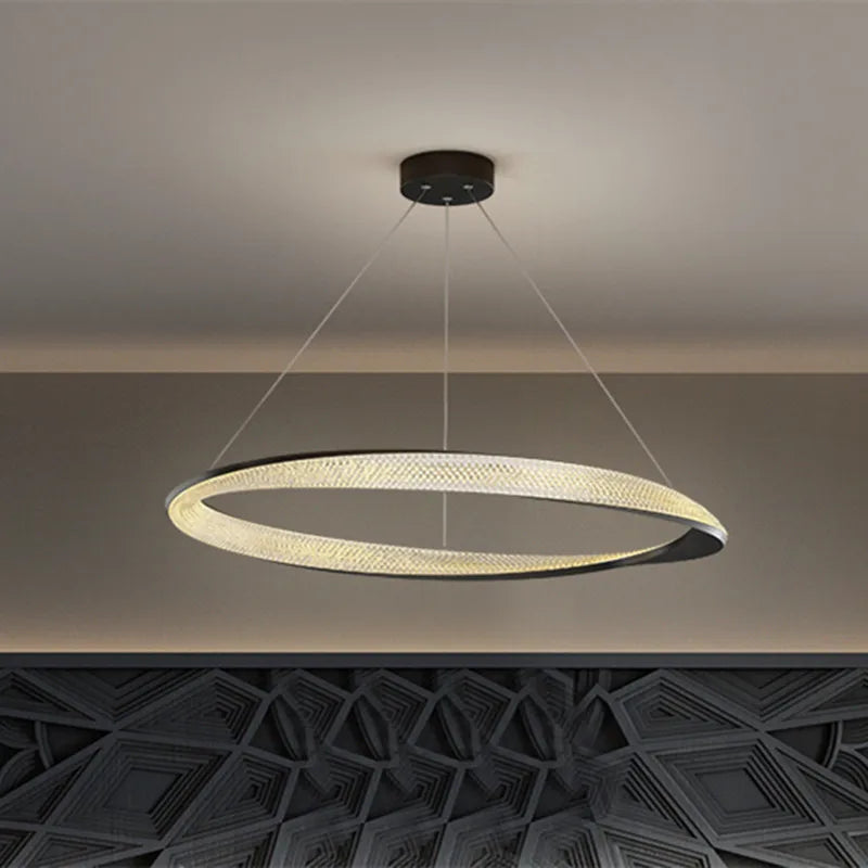 Afralia™ Black Circle Chrome Chandelier for Indoor Living Room Bedroom Kitchen Loft Office Hall