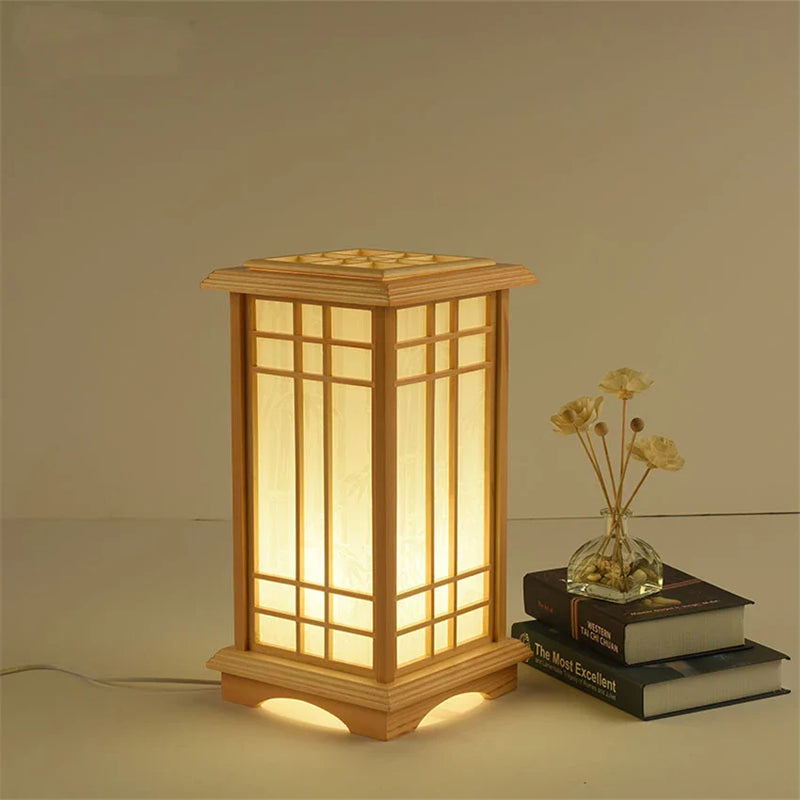 Afralia™ Oak Wood Tatami Style LED Floor Lamp for Living Room Hallway