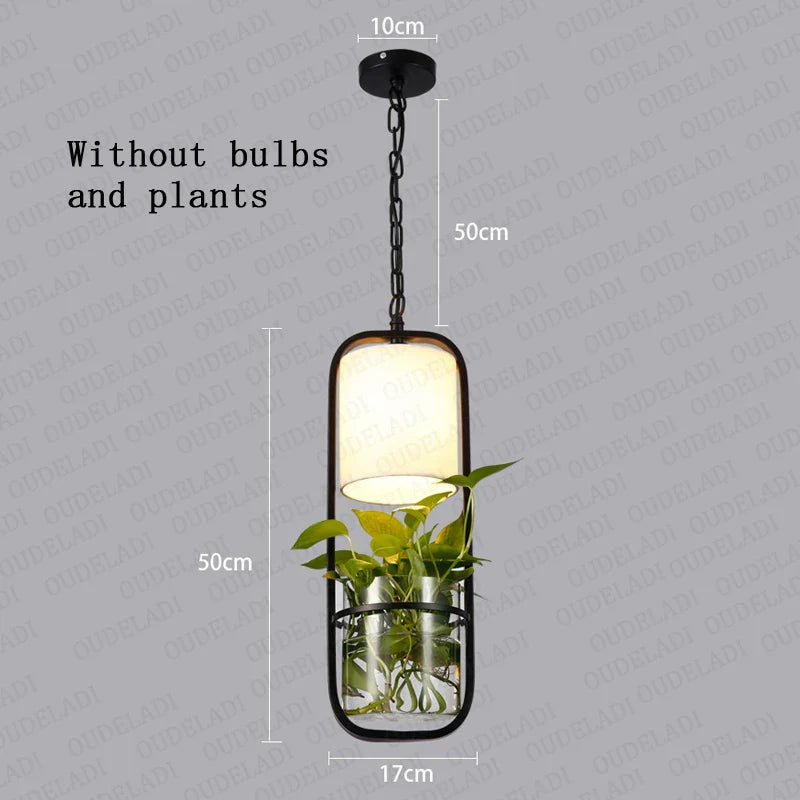 Afralia™ Minimalist Black Cage Plant Pendant Light Pyramid Iron Lamp E14 Loft Design
