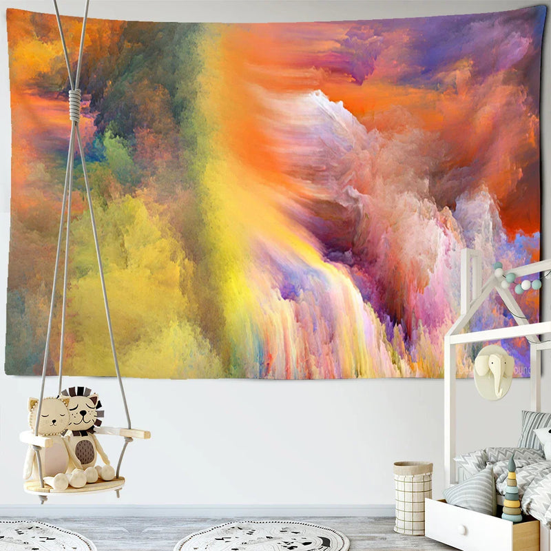 Afralia™ Rainbow Star Sky Tapestry: Colorful Psychedelic Wall Decor