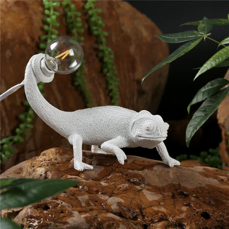 Afralia™ Chameleon Night Light Lamp Resin Decor Cute Animal Home Bedroom Lighting