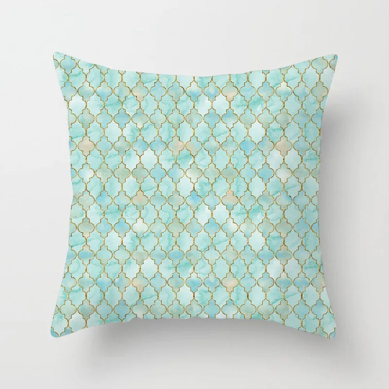 Afralia™ Modern Geometry Print Cushion Cases in Light Blue Green Mint for Sofa