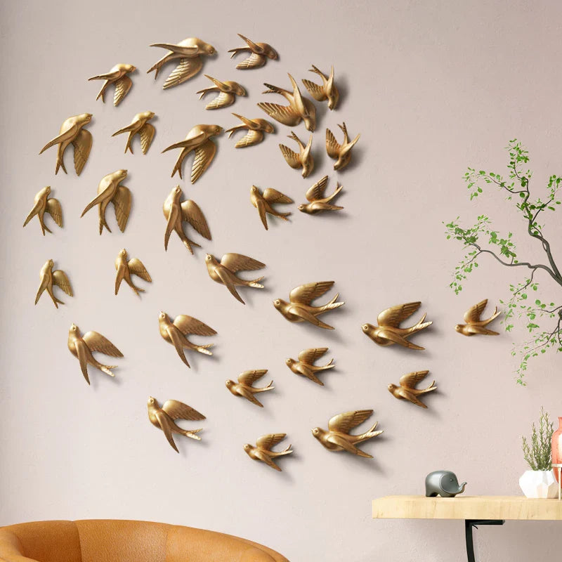 Afralia™ Swallow Resin Wall Decoration | 3D Bird Statue for Living Room TV Wall