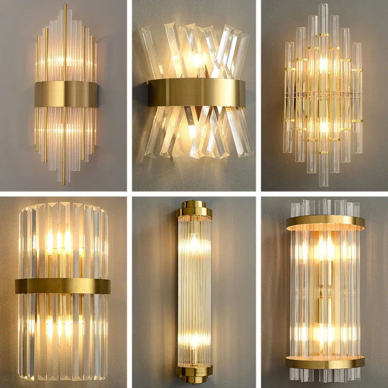 Afralia™ Crystal Wall Lamp for Modern Light Luxury Living Room, Bedroom, and Dining Area
