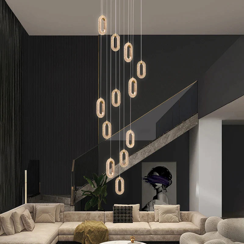 Afralia™ Duplex Crystal Chandelier: Luxury Cantilevered Pendant Light for Villa Living Room & Staircase