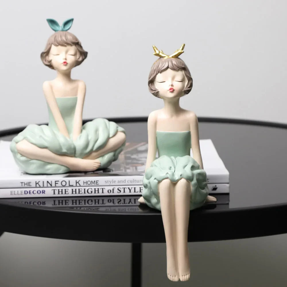 Afralia™ Bowknot Girl Figurine: Modern Nordic Character Sculpture with Storage Box