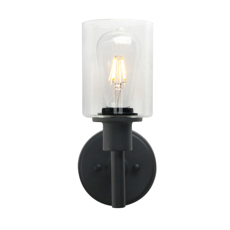 Afralia™ Matte Black Wall Sconce Light with Glass Shade