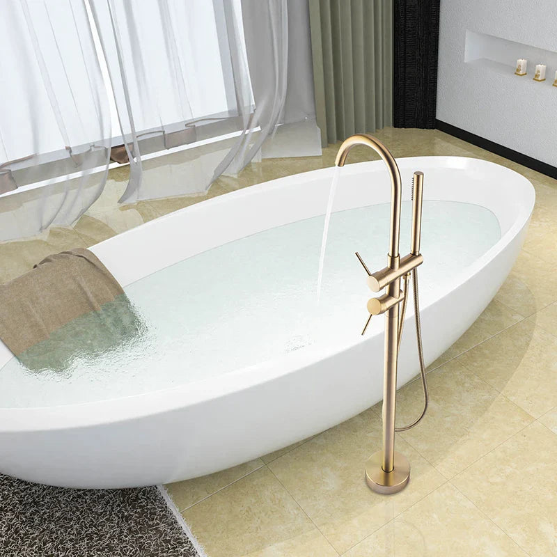 Afralia™ Clawfoot Chrome Bath Tub Faucet with Handshower