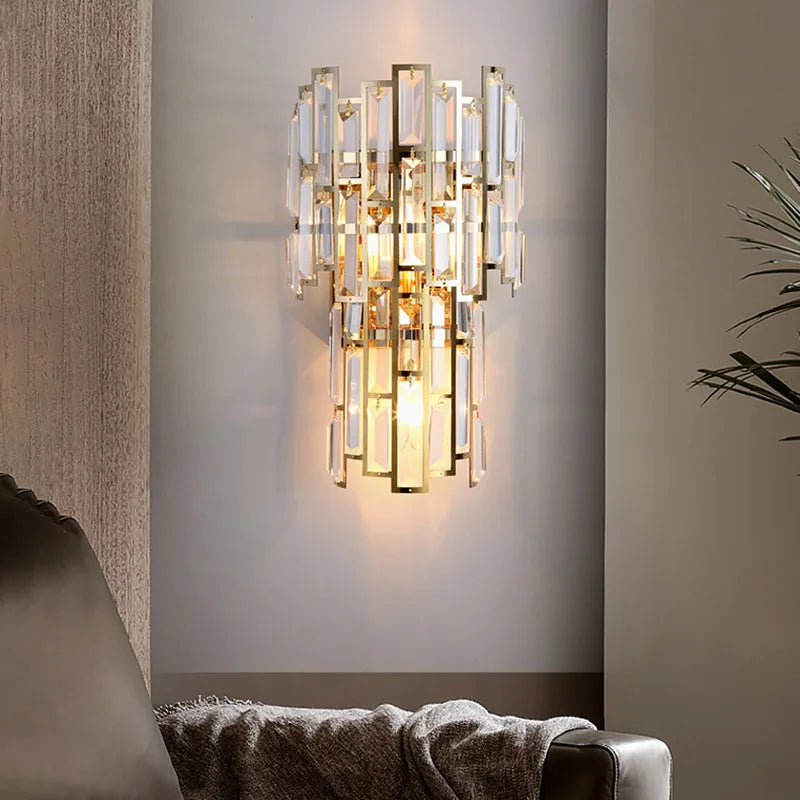 Afralia™ Rectangular Crystal Wall Sconce: Modern Light Luxury Indoor LED Lamp