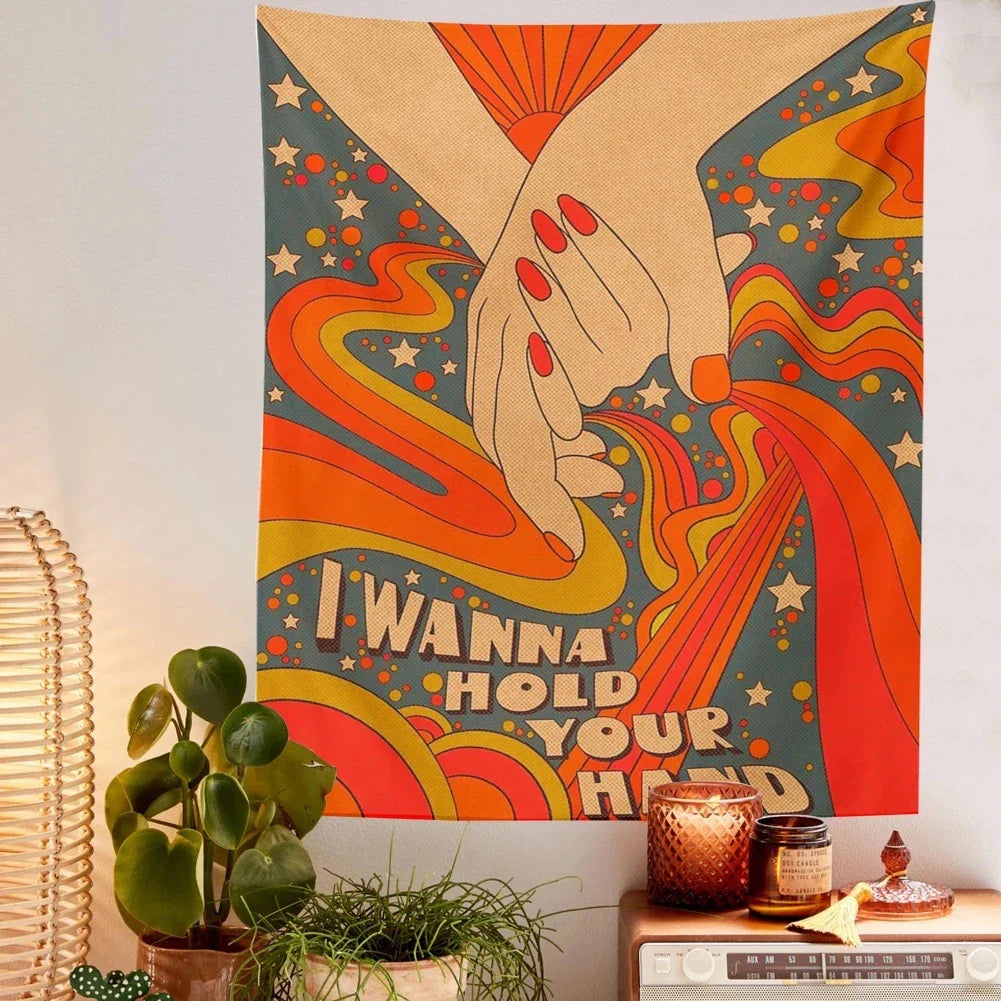 Afralia™ Sun Rainbow Tapestry Wall Hanging Retro Style for Aesthetic Room Decor.