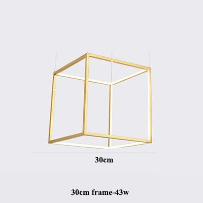 Afralia™ Luxury Golden Square LED Chandelier | Modern Art Design for Living Room Lobby