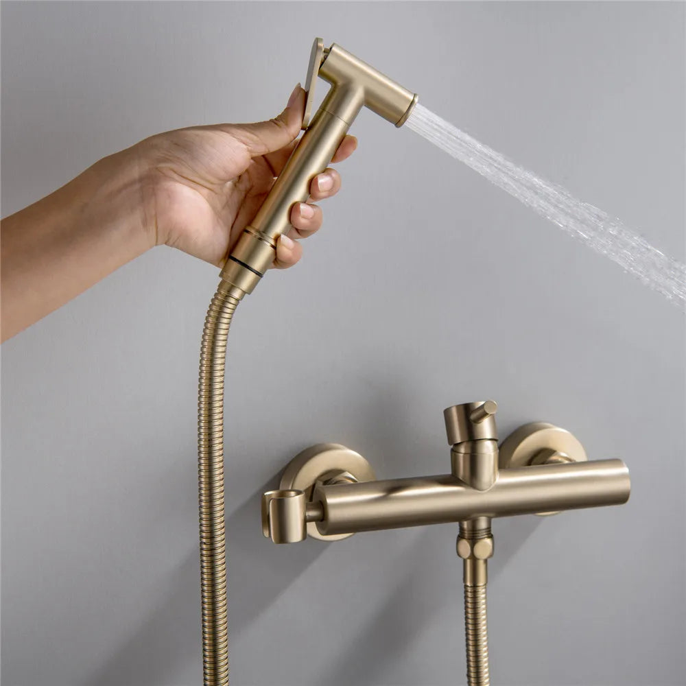 Afralia™ Hand Held Bidet Sprayer Kit with Hot and Cold Copper Valve for Luxury Bathroom