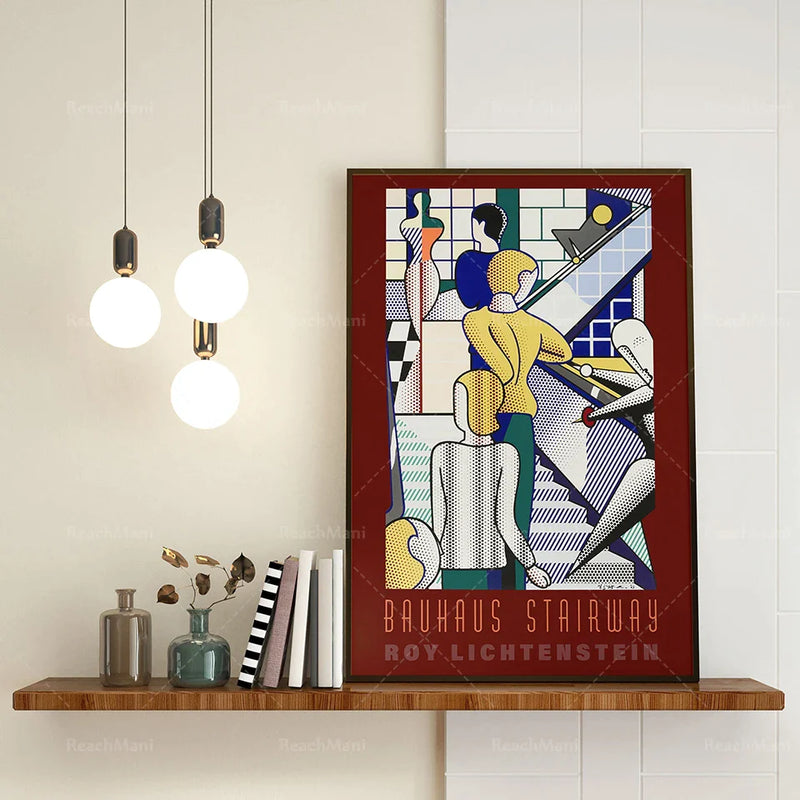 Afralia™ Bauhaus Stairs Canvas Print | Retro School Poster for Living Room Decor