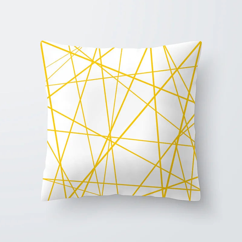 Geometric Yellow Strip Pillowcase by Afralia™ - Soft Cushion Cover for Home Décor