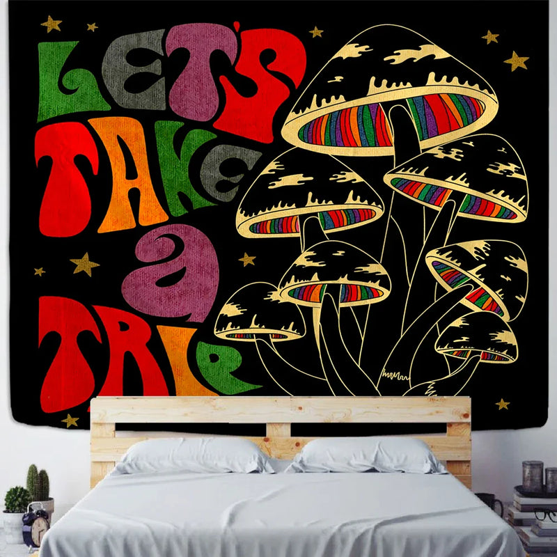 Afralia™ Psychedelic Mushroom Tapestry Wall Hanging for Boho Witchy Vibes