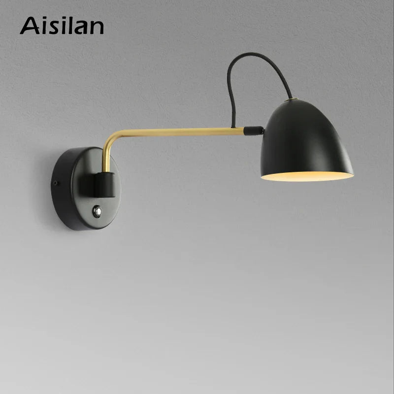 Afralia™ Swing Arm LED Wall Lamp, Dimmable with Touch Switch, for Bedside, Study, Living Room