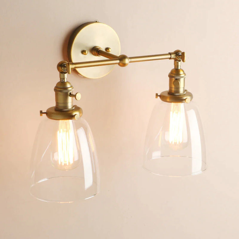 Afralia™ Vintage Industrial 2-Light Wall Sconce with Clear Glass Shade