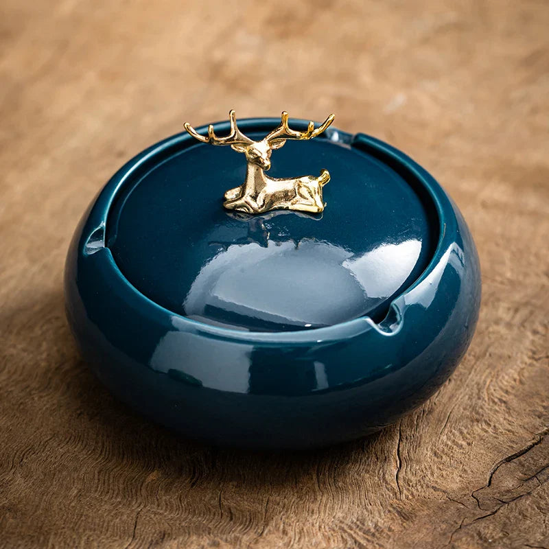 Ceramic Ashtray with Lid for Living Room, Home Decor Afralia™ Gift