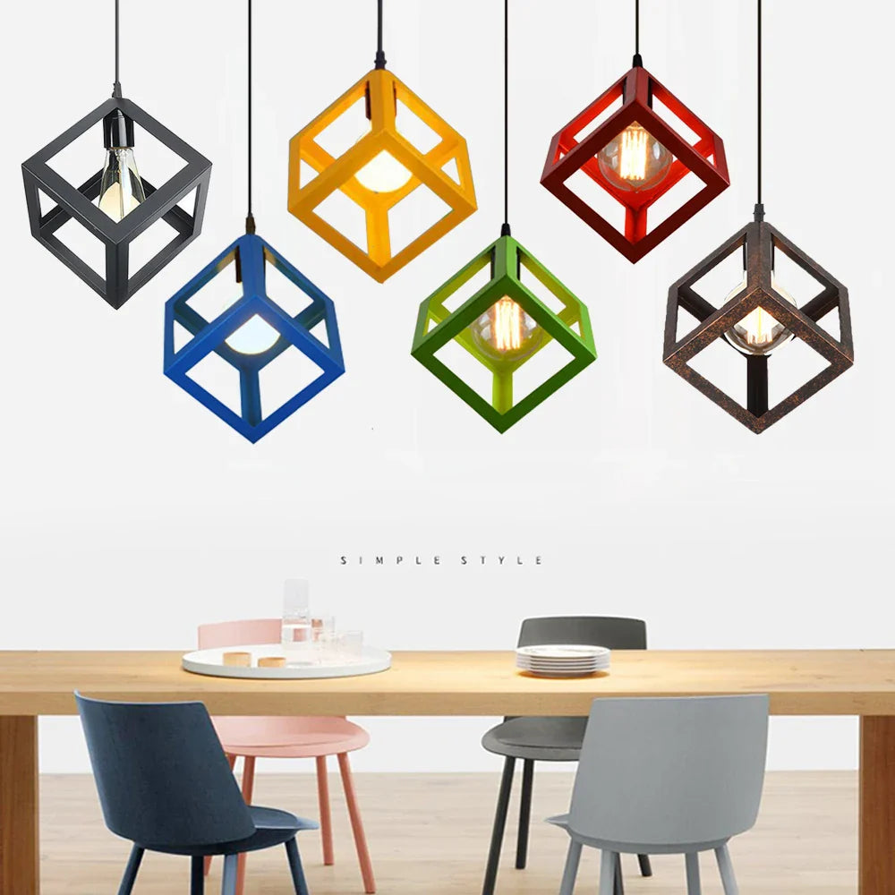 Afralia™ Nordic Vintage LED Pendant Light Colorful Hanging Fixture for Home and Hospitality