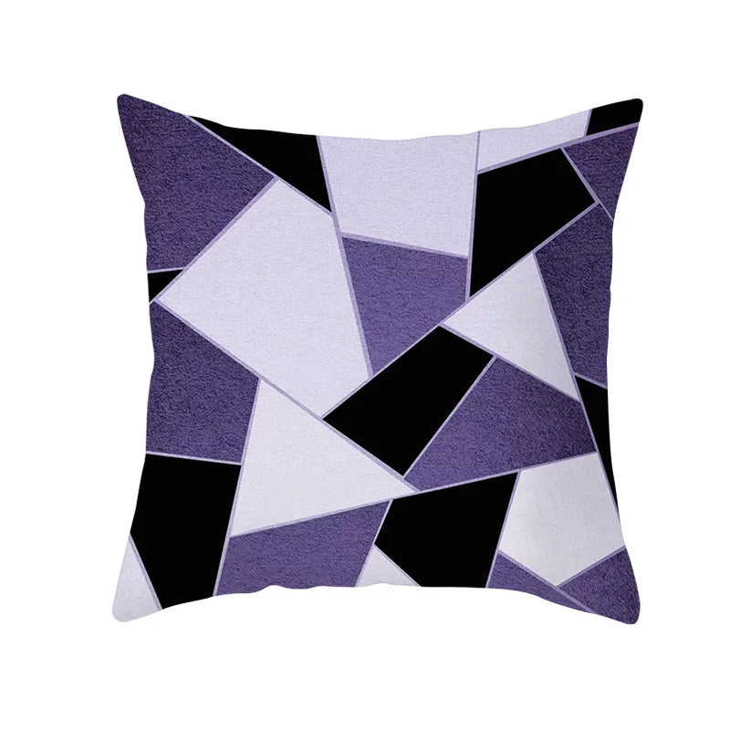Afralia™ Purple Geometric Heart Charms Pillow Case: Chic Home Decor in Marble-inspired Design