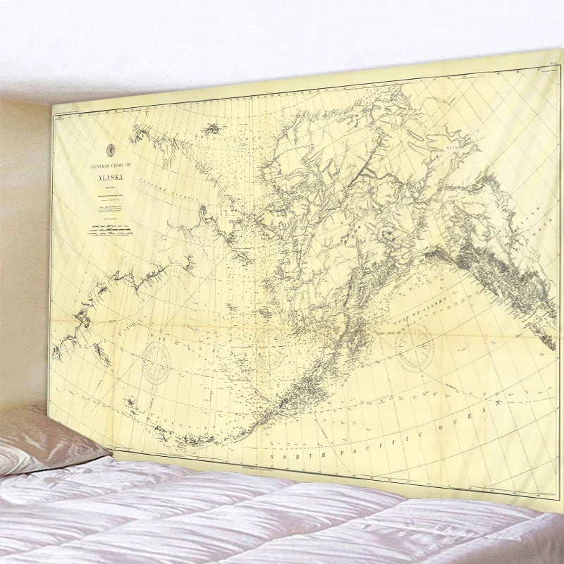 Afralia™ Retro World Map Tapestry: Large Bohemian Wall Hanging & Home Decor Blanket