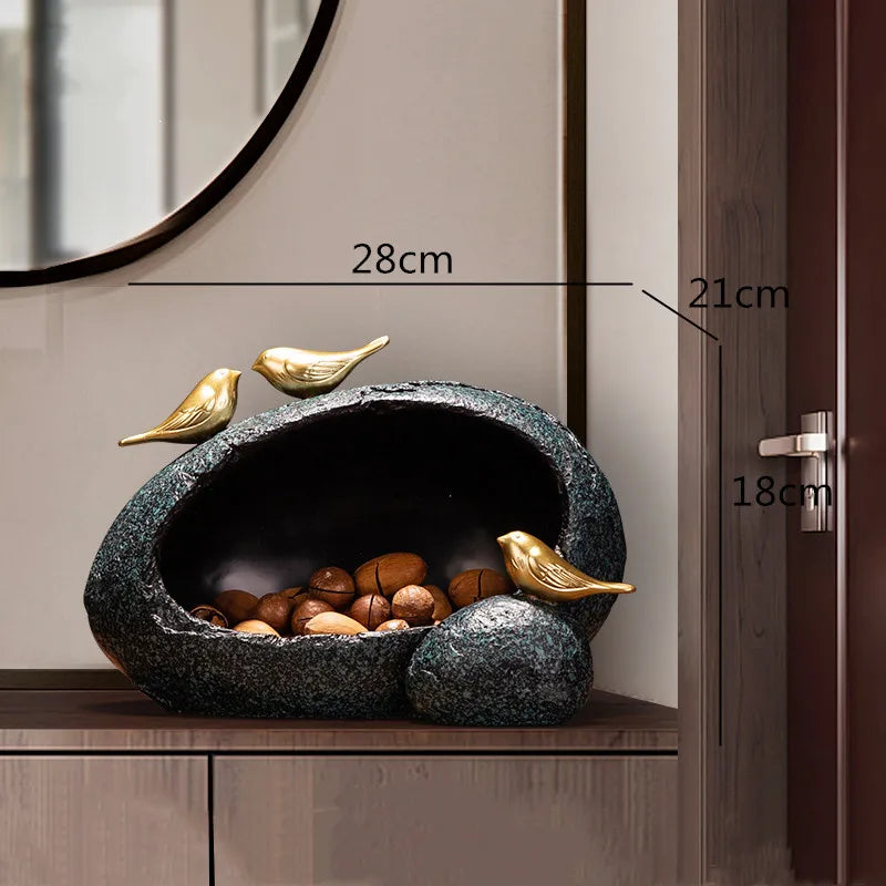 Afralia™ Golden Bird Resin Tissue Box Ashtray Desktop Organizer Storage Box