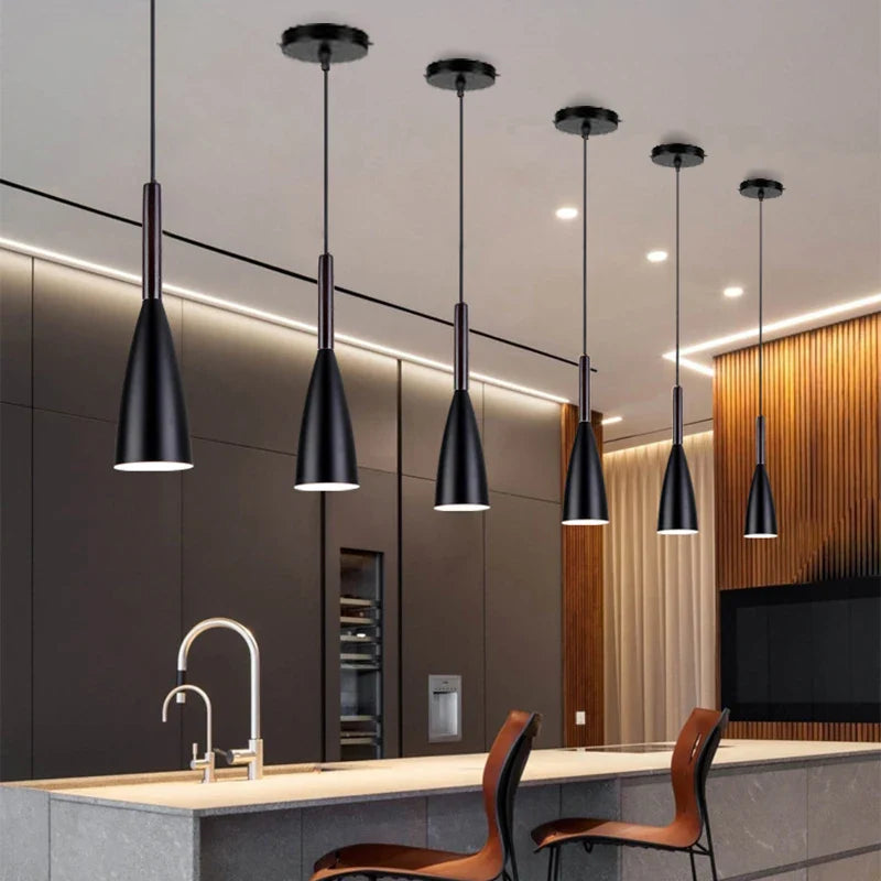 Afralia™ Nordic E27 LED Pendant Light Iron & Wood Chandelier for Home Restaurant Bar