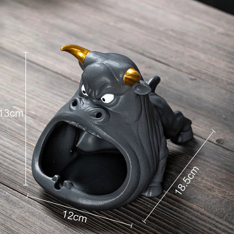 French Bulldog Ceramic Ashtray - Afralia™ Brand Office Desk Décor & Gift for Boyfriend