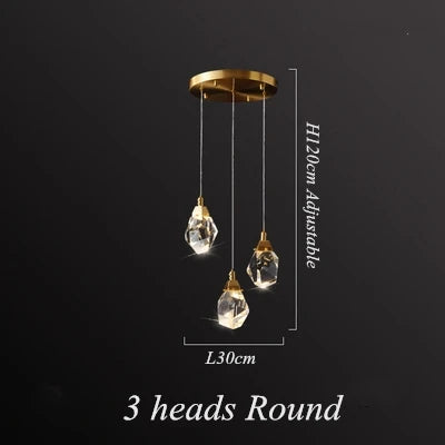 Afralia™ Diamond Crystal LED Chandelier, Brass Ceiling Pendant Light for Dining Room