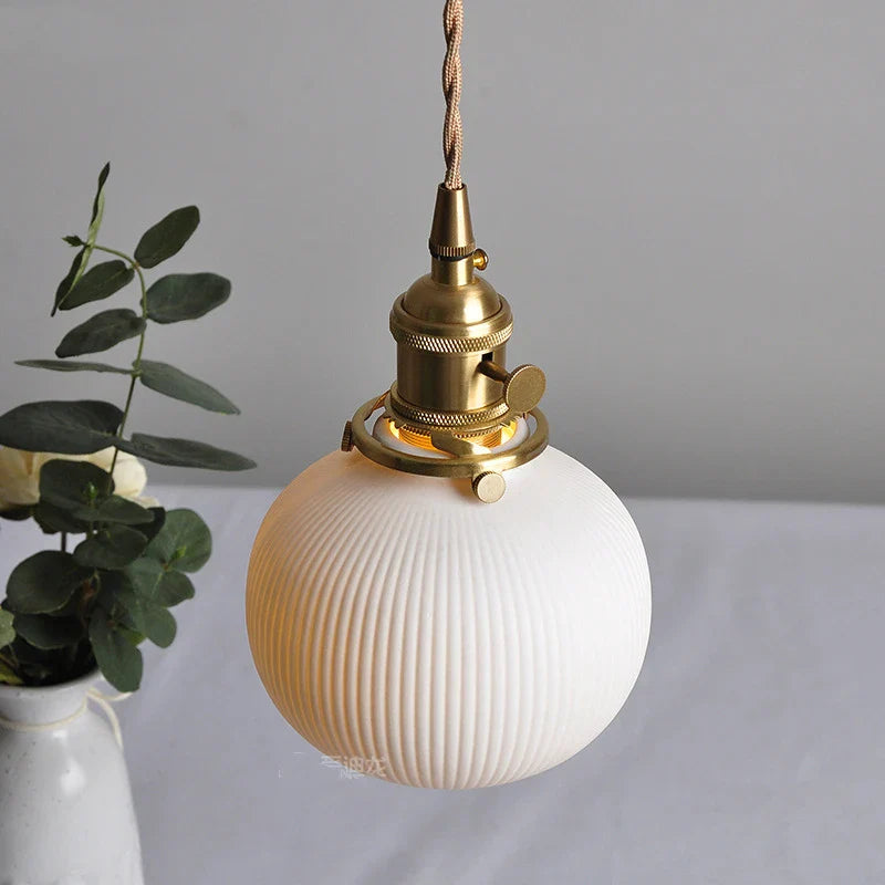 Afralia™ Nordic White Ceramic LED Pendant Lights with Knob Switch for Modern Living spaces