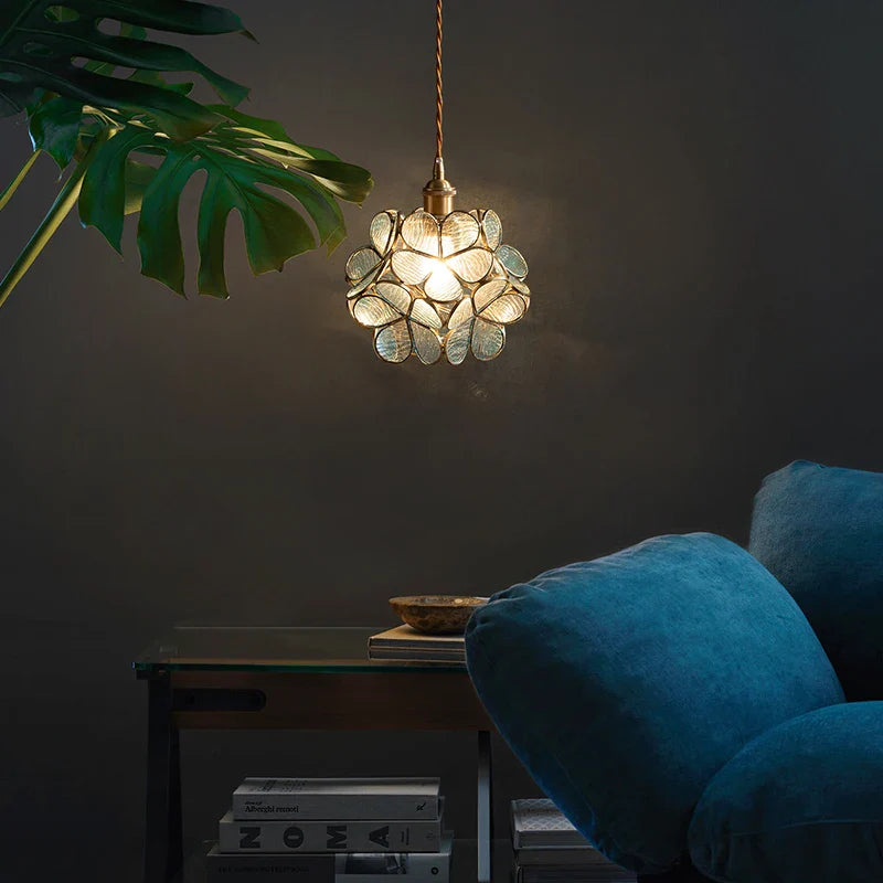 Afralia™ Nordic Flower Copper Chandelier - Glass LED Pendant Lamp