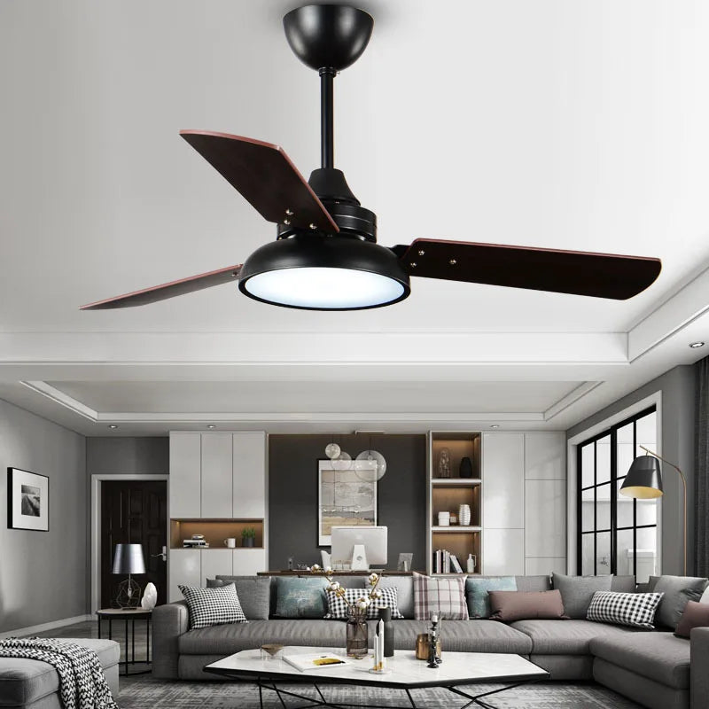 Afralia™ Wooden Ceiling Fans 42-48 inch with Lights & Remote, Industrial Design