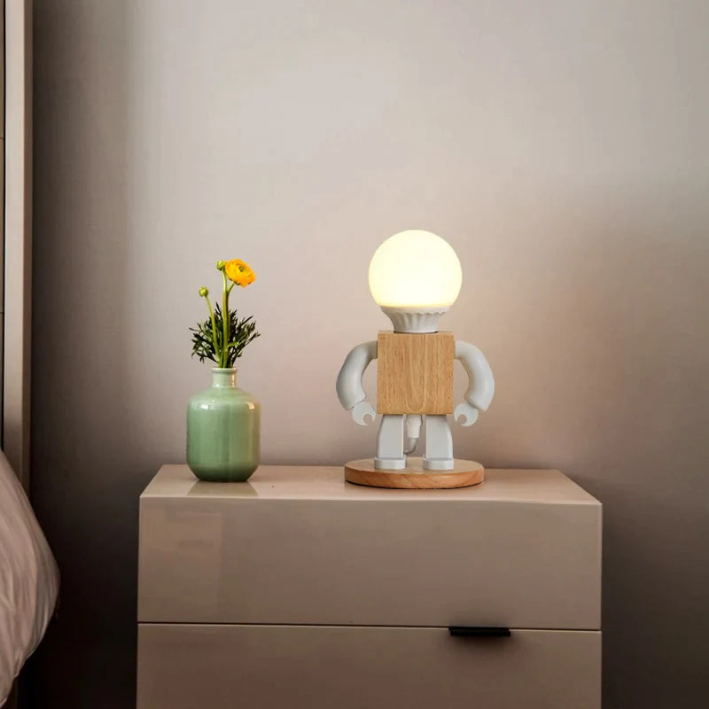 Afralia™ Modern Nordic White Wood LED Table Light for Children's Bedroom