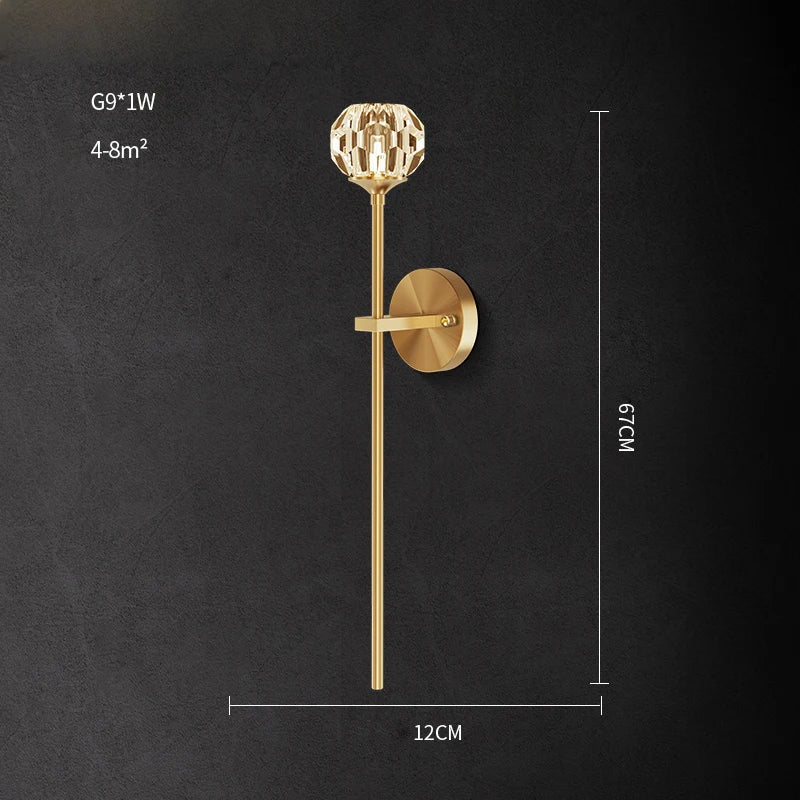 Afralia™ Crystal Stone Designer LED Wall Sconce for Bedroom and Corridor