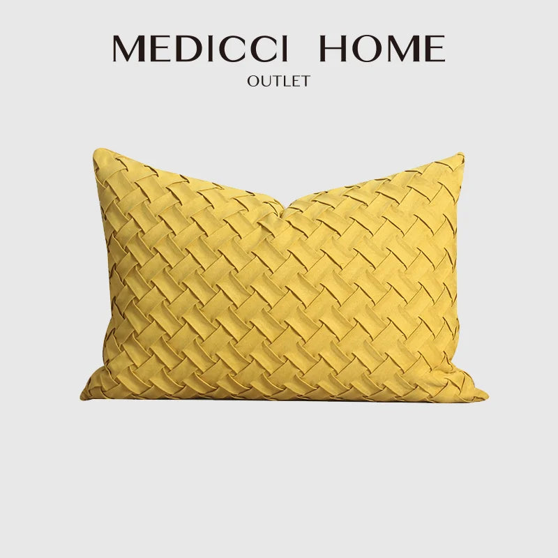 Afralia™ Yellow Woven Faux Suede Pillowcase 30x50cm