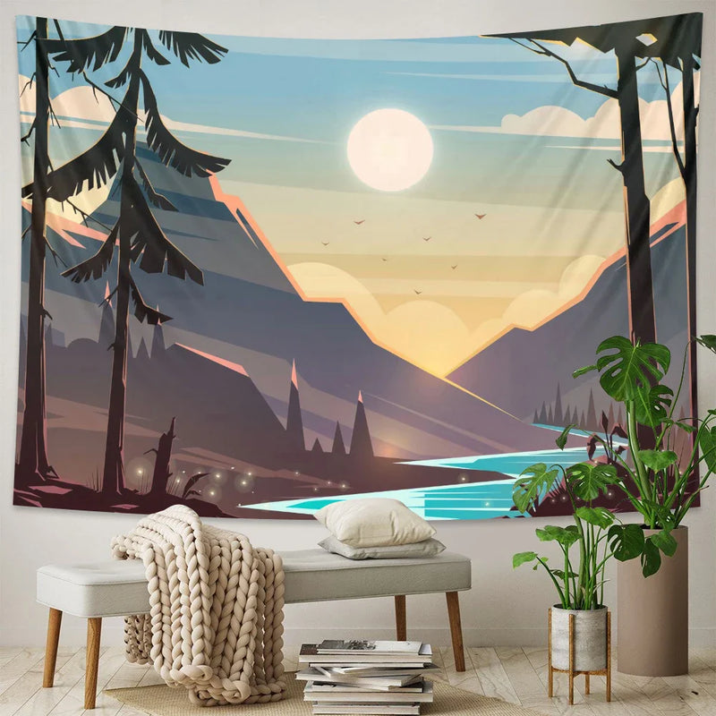 Afralia™ Oil Painting Wall Tapestry: Modern Bohemian Home Decor & Yoga Sheet