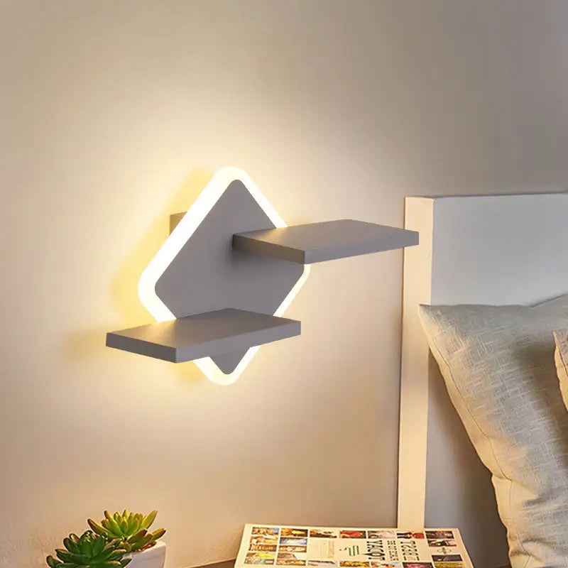 Afralia™ Nordic Loft Bed Desk & Shelf Sconces Modern Double Wall Light Square LED Lamp