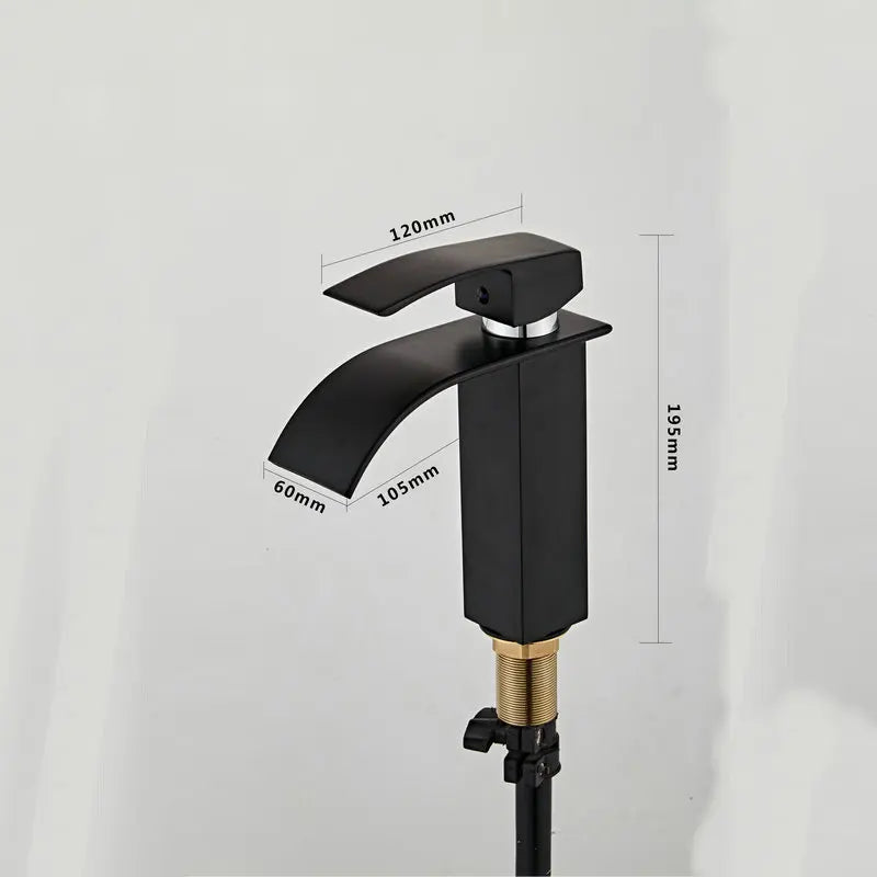 Afralia™ Rose Gold Brass Basin Faucet Waterfall Mixer Single Handle Deck Mounted