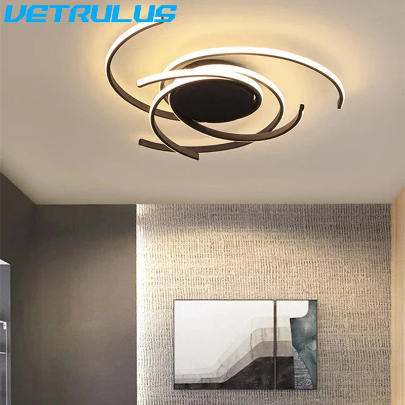 Afralia™ Curved Branch LED Ceiling Lamp: Modern Nordic Design for Bedroom, Dining, Kitchen.