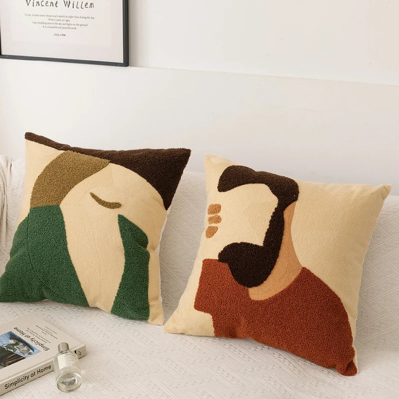 Afralia™ Embroidery Pillow Cover 45x45cm/30x50cm Abstract Pattern for Home Decor