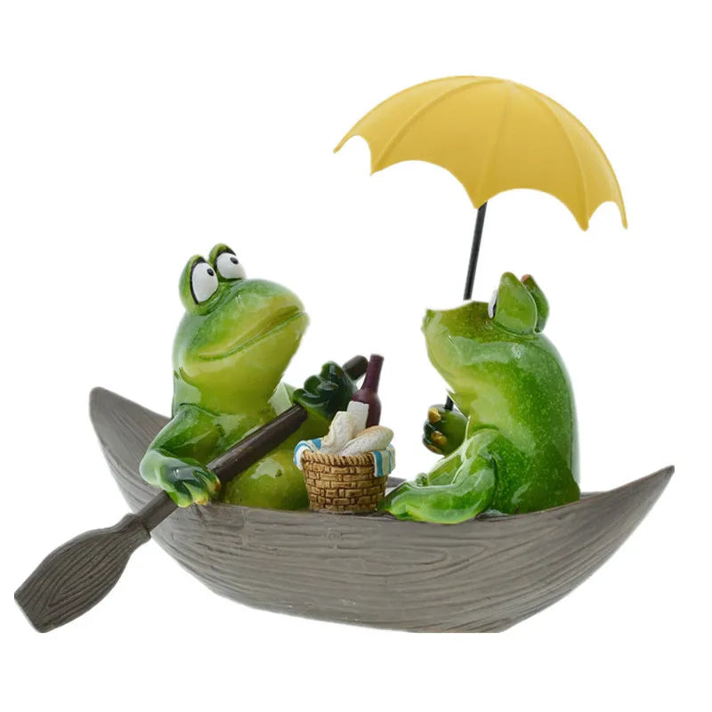 Afralia™ Modern Frog Boat Figurines for Study Desk Decor