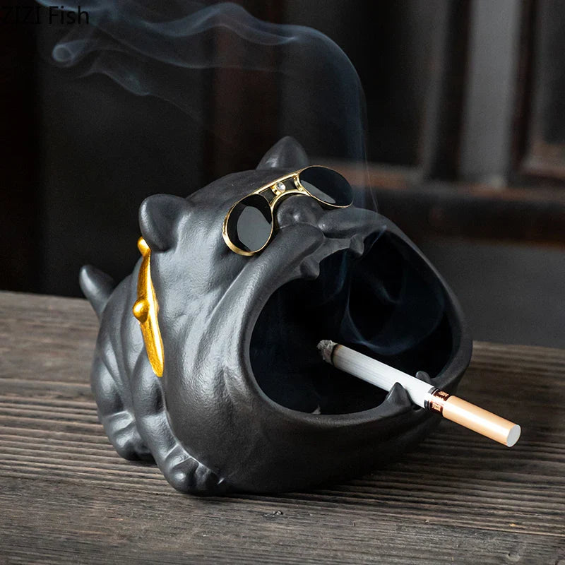 French Bulldog Ceramic Ashtray - Afralia™ Brand Office Desk Décor & Gift for Boyfriend