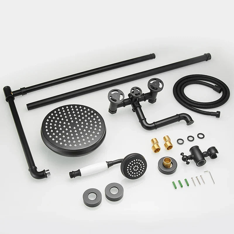 Afralia™ Matte Black Round Tube Bathtub Faucet with Slide Bar Single Handle